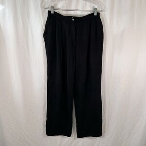 Saks Fifth Avenue Cashmere Pants Women 14 Black Lined Pleated Snap Zip High Rise